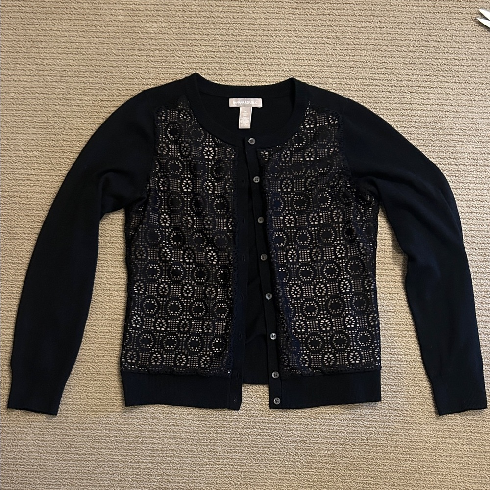 Banana Republic Black Women's Cardigan with Lace Detail